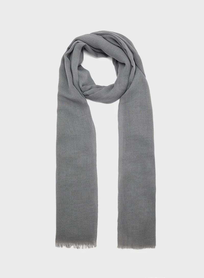 خزانة Frayed Edge Cotton Mix Long Hijab Scarf
