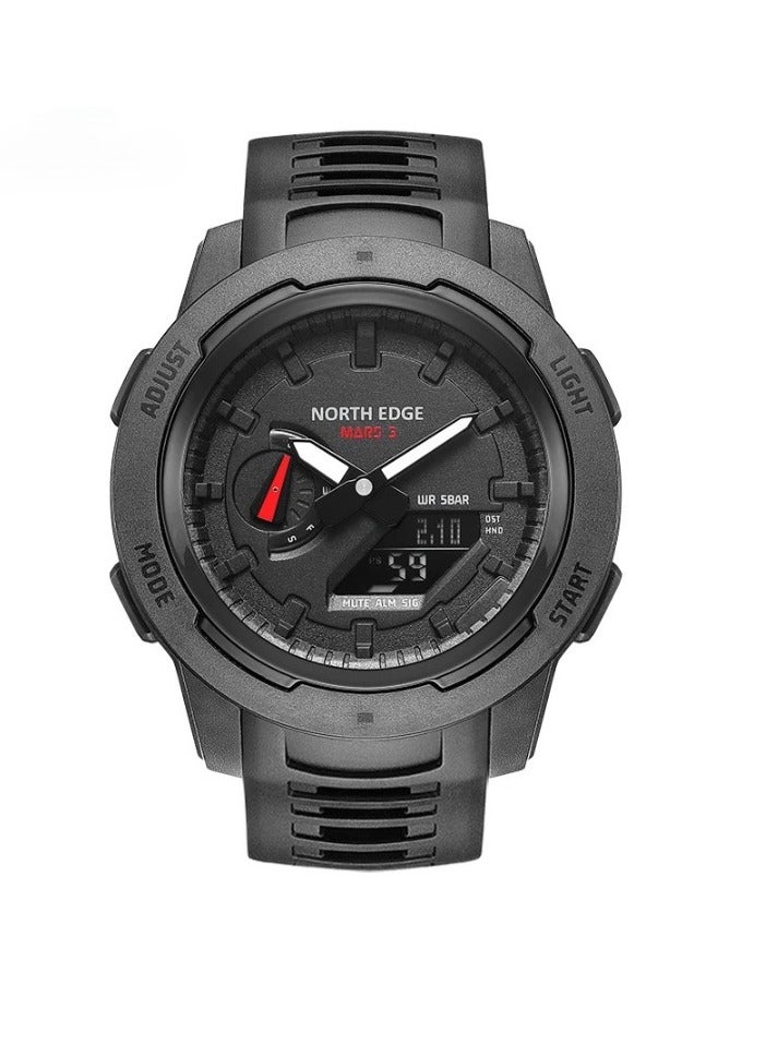 نورث إيدج ساعة عسكرية للرجال، ساعة رقمية مريحة وخفيفة الوزن، ساعة رياضية متينة مقاومة للماء بشاشة كبيرة، ساعة يد LED قوية ومتينة للرجال، (قطعة واحدة، أسود) - Image 1