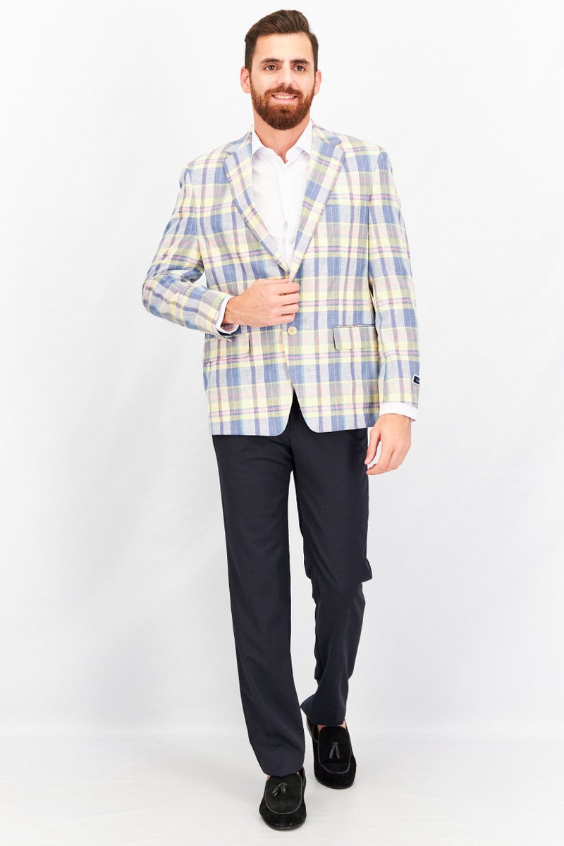 Club Room Men Regular Fit Solid Formal Blazer, Yellow Combo - Image 2