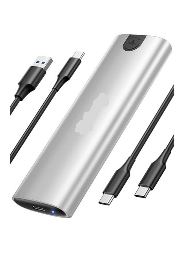 M.2 NVMe SSD Enclosure – Tool-Free 10Gbps USB 3.2 Gen 2 Adapter – Supports 2230/2242/2260/2280 M-Key NVMe/SATA SSD – USB-C & USB-A Cables Included – White  - Image 1