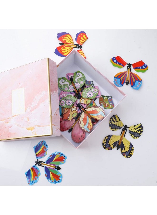Chenkaiyang - 20 Pcs Magic Flying Butterfly, Wind Up Butterfly Toy Rubber Band Powered Flying Butterflies Surprise Gift For Explosion Box Envelope Wedding Birthday Party (20 Classic Style) - Image 1