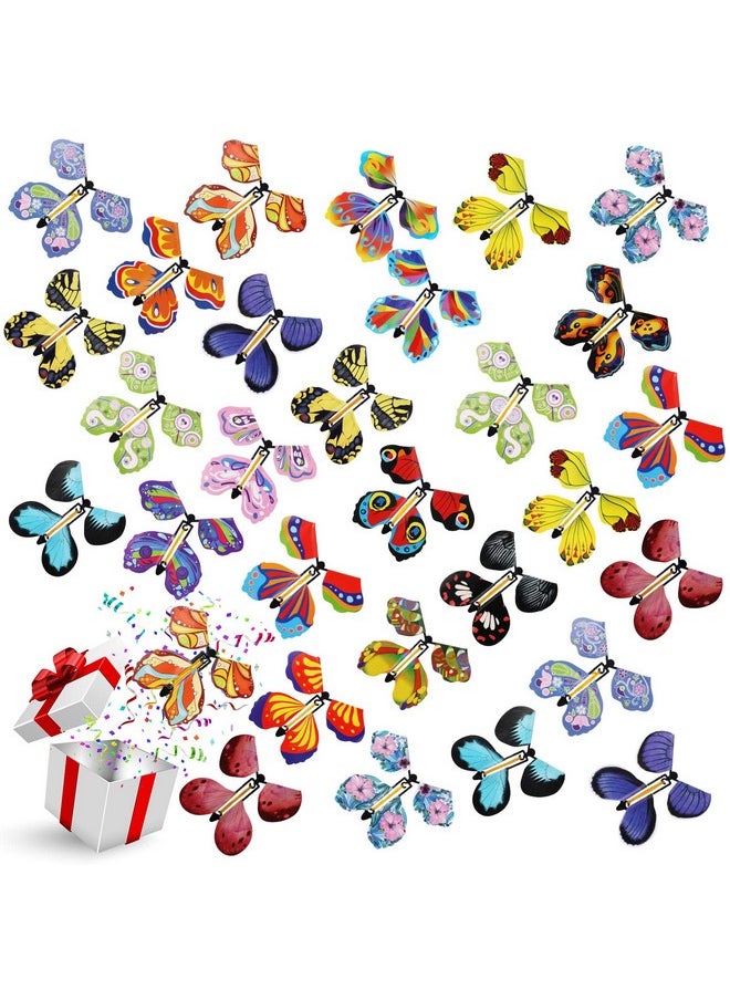 Chenkaiyang - 20 Pcs Magic Flying Butterfly, Wind Up Butterfly Toy Rubber Band Powered Flying Butterflies Surprise Gift For Explosion Box Envelope Wedding Birthday Party (20 Classic Style) - Image 1