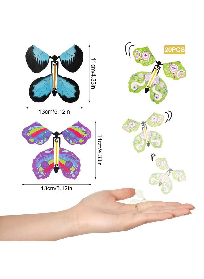 Chenkaiyang - 20 Pcs Magic Flying Butterfly, Wind Up Butterfly Toy Rubber Band Powered Flying Butterflies Surprise Gift For Explosion Box Envelope Wedding Birthday Party (20 Classic Style) - Image 1