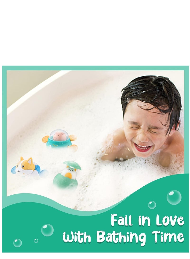 SYOSI Baby Bath Toys, Floating Wind Up Toys Spray Bathing Tub Fountain Toys for Toddlers 1-3, Shower and Floating Toys, Pool Bath Time Bathtub Pool Sprinkle Bath Toy for Kids Children, 3 Pack - Image 4