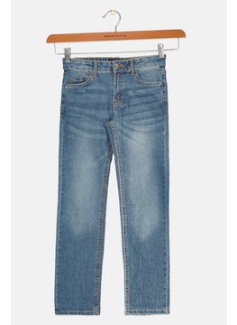 7 FOR ALL MANKIND Kids Boy Slim Fit Washed Denim Jeans, Light Blue  - Image 1