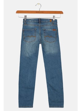 7 FOR ALL MANKIND Kids Boy Slim Fit Washed Denim Jeans, Light Blue  - Image 2