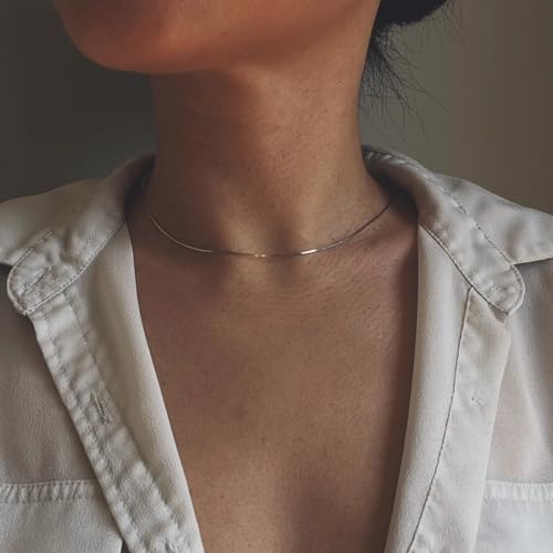 BERISO 14K Gold/Silver Plated Choker Necklace for Women Shining Dots Station Gold Chain Necklace Beads Sparkle Chain Necklace Link Chain Exquisite Jewelry for women - Image 2