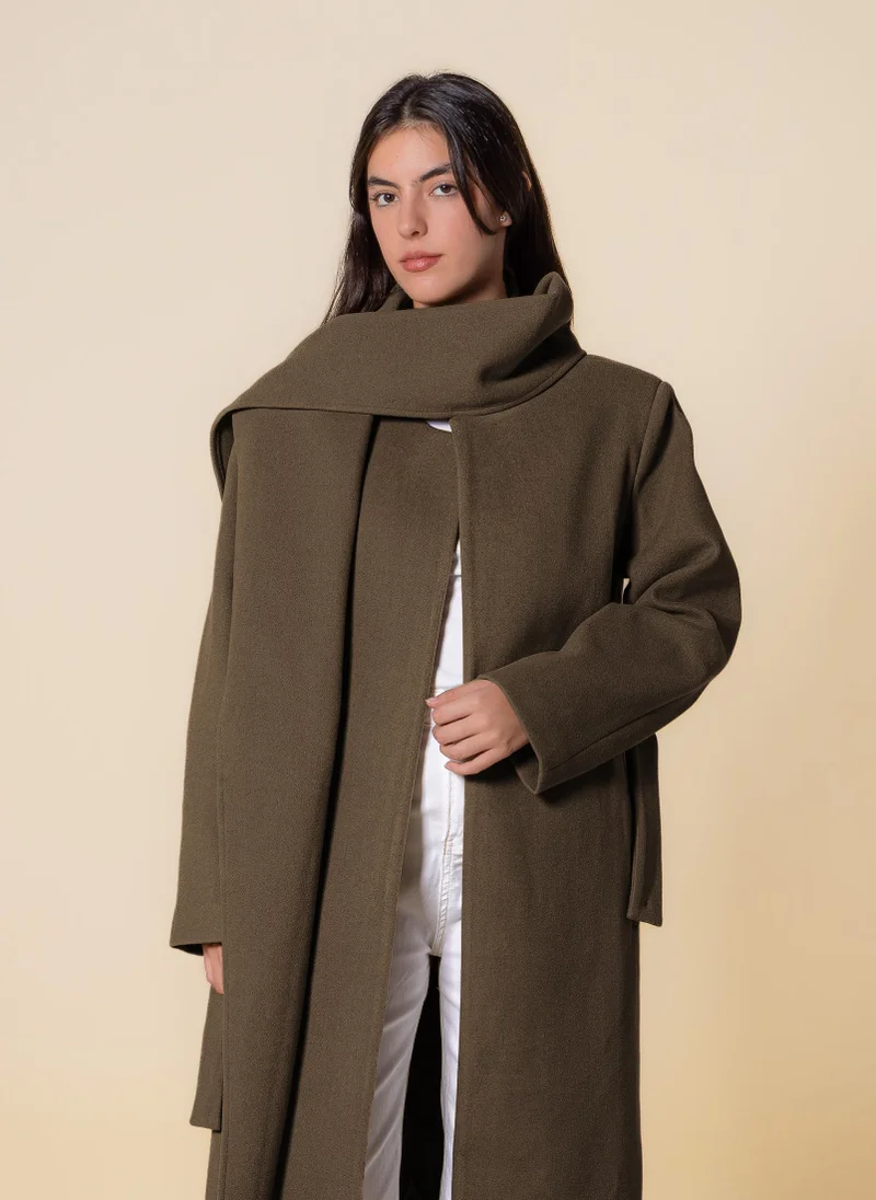 SHAPES LONG COAT WITH SCARF