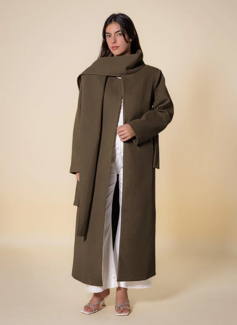 SHAPES LONG COAT WITH SCARF