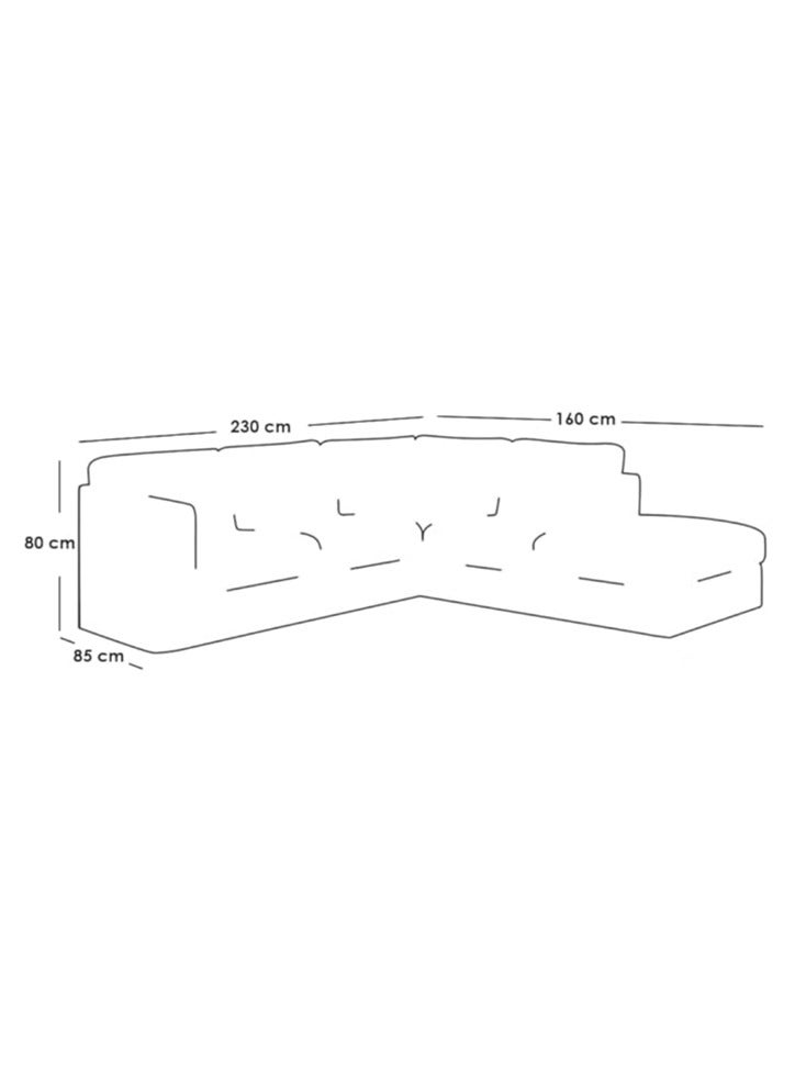 بيتك كنبة زاوية 4 مقاعد شكل حرفL مقاس 80x160x85x230 سم - رمادي - Image 2