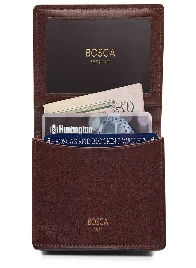 Bosca Men's Wallet, Dolce Leather Full Gusset 2-Pocket Card Case Wallet with I.D. Window, Dark Brown - Image 5