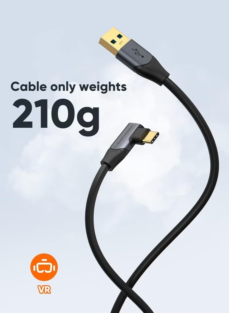 كابل كرييشن كابل توصيل بطول 16 قدمًا متوافق مع Meta Quest Pro/Quest 2، كابل USB إلى USB C 3.1 من CableCreation بسرعة عالية 5 جيجابت في الثانية، ملحقات سماعات الواقع الافتراضي، كابل توصيل الكمبيوتر الشخصي للألعاب بطول 5 أمتار، أسود - Image 5