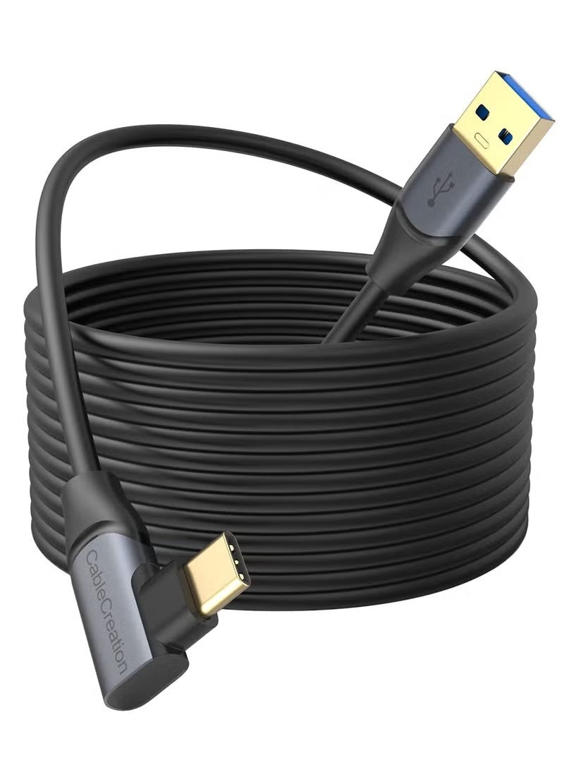 كابل كرييشن كابل توصيل بطول 16 قدمًا متوافق مع Meta Quest Pro/Quest 2، كابل USB إلى USB C 3.1 من CableCreation بسرعة عالية 5 جيجابت في الثانية، ملحقات سماعات الواقع الافتراضي، كابل توصيل الكمبيوتر الشخصي للألعاب بطول 5 أمتار، أسود - Image 1