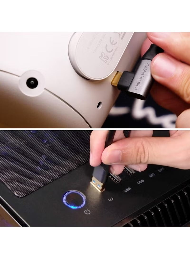 كابل كرييشن كابل توصيل بطول 16 قدمًا متوافق مع Meta Quest Pro/Quest 2، كابل USB إلى USB C 3.1 من CableCreation بسرعة عالية 5 جيجابت في الثانية، ملحقات سماعات الواقع الافتراضي، كابل توصيل الكمبيوتر الشخصي للألعاب بطول 5 أمتار، أسود - Image 2