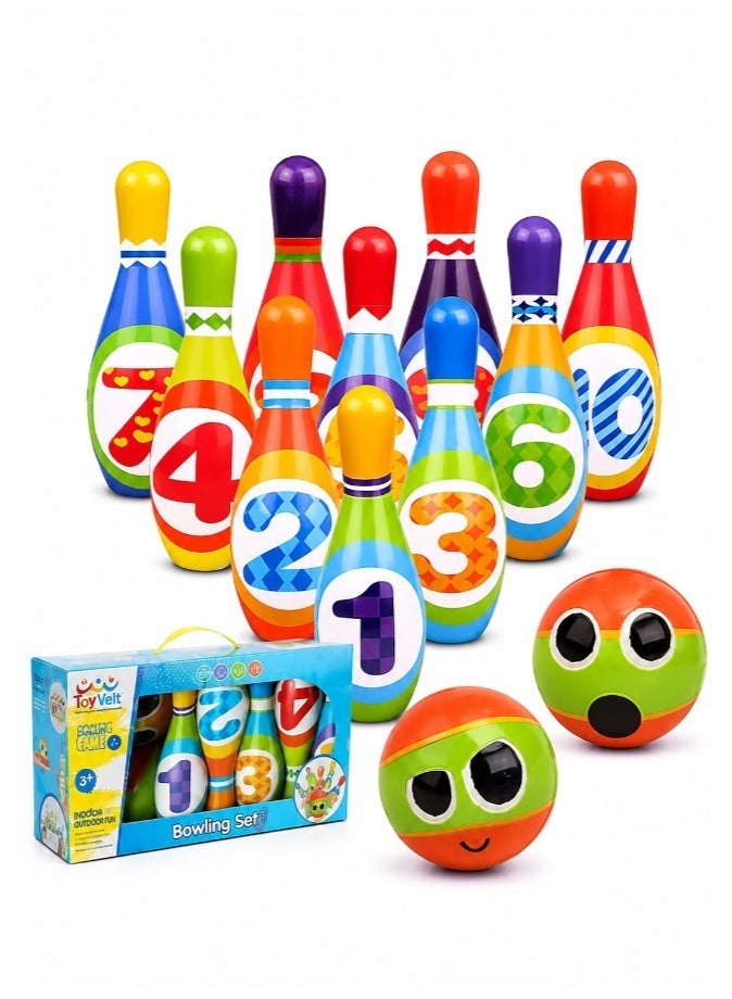 DAT Soft Bowling Set Toy with Number Pins & Soft Ball, 10-Piece, Multicolor, for Kids Indoor Play - Image 1