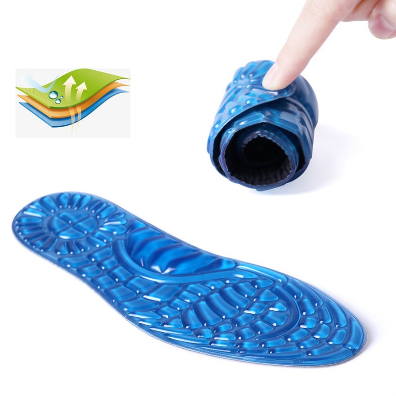 1 Pair Silicon Insoles Men Women Shoe Pads Breathable Absorbent Shoe Insoles Cushioning Massage Insoles for Work Walking Hiking Running Sports Size L 40-45 - Image 5