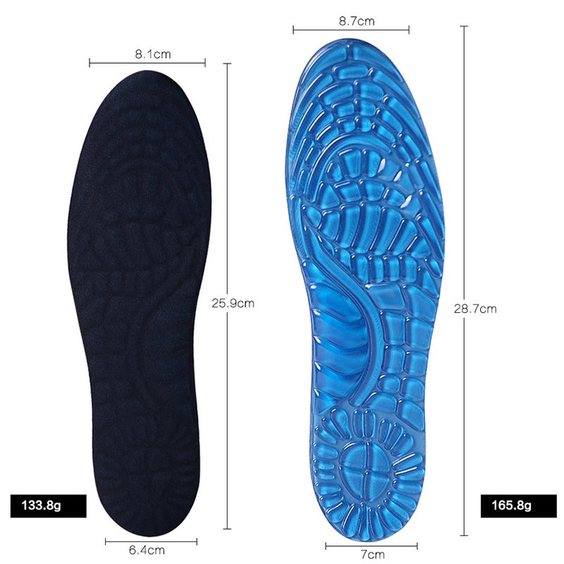 1 Pair Silicon Insoles Men Women Shoe Pads Breathable Absorbent Shoe Insoles Cushioning Massage Insoles for Work Walking Hiking Running Sports Size L 40-45 - Image 4