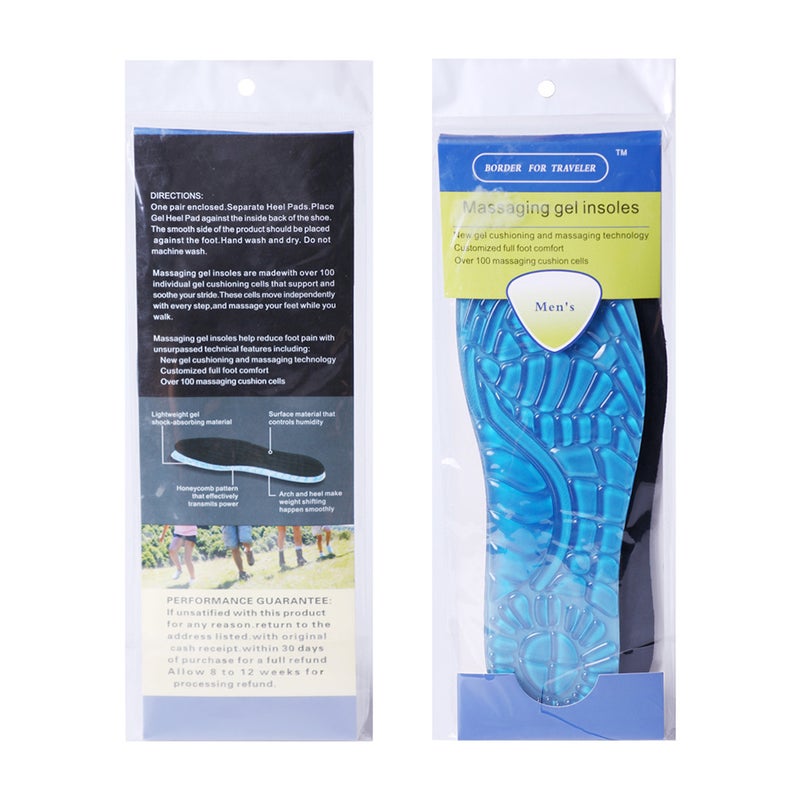 1 Pair Silicon Insoles Men Women Shoe Pads Breathable Absorbent Shoe Insoles Cushioning Massage Insoles for Work Walking Hiking Running Sports Size L 40-45 - Image 3