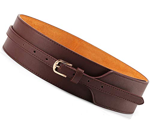 Toptim Women Wide Knotted Belt Design PU Leather Waistbands Simple Width Belt (Brown, Suit For Waist 27-33.5") - Image 1