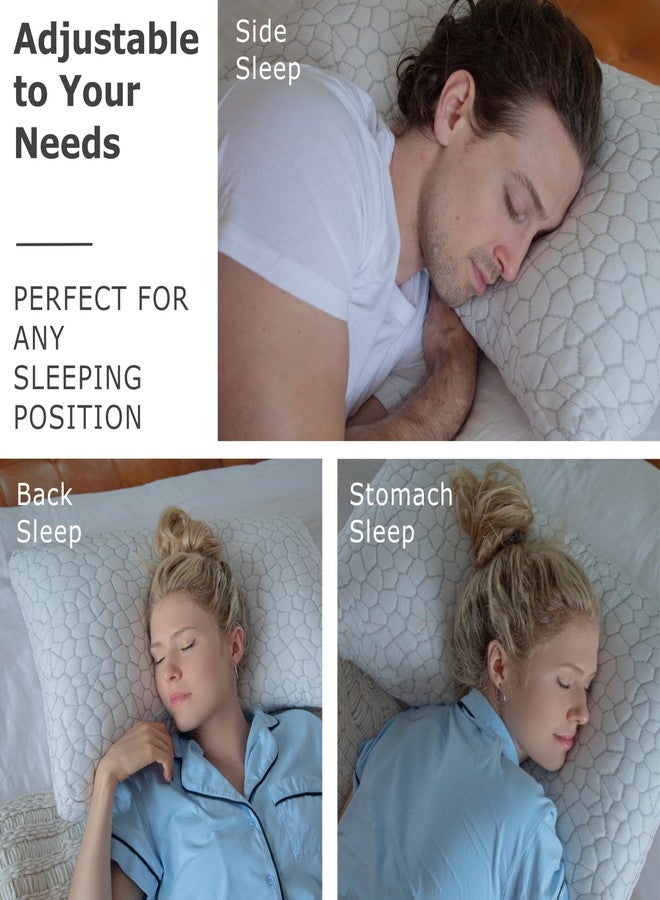 Pharmedoc Adjustable Shredded Memory Foam Bed Pillow - Perfect for Side Sleeper - Rectangular - Neck Support for Pain Relief - Queen Size - Extra Filling Pack - Image 3