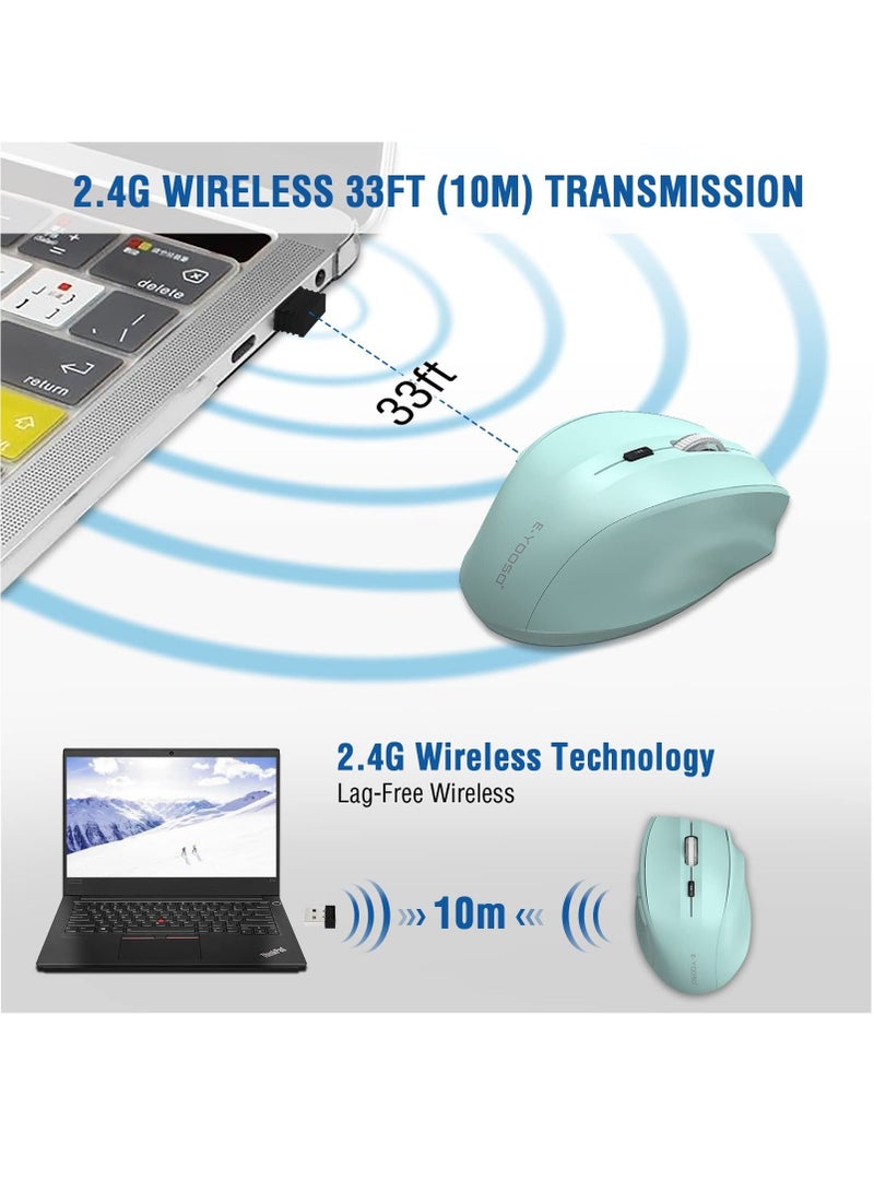 E-YOOSO Wireless Mice 3-Level DPI Ergonomic Wireless Mouse for Laptop,Mac,PC Sky Blue - Image 2