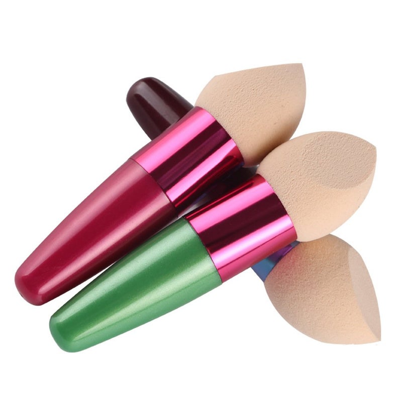 Bodermincer Scala Foundation Makeup Sponge Eco Blender Beauty Cosmetics Egg Puff Make Up Sponge Brush (3pcs Green+Rose+Brown) - Image 1