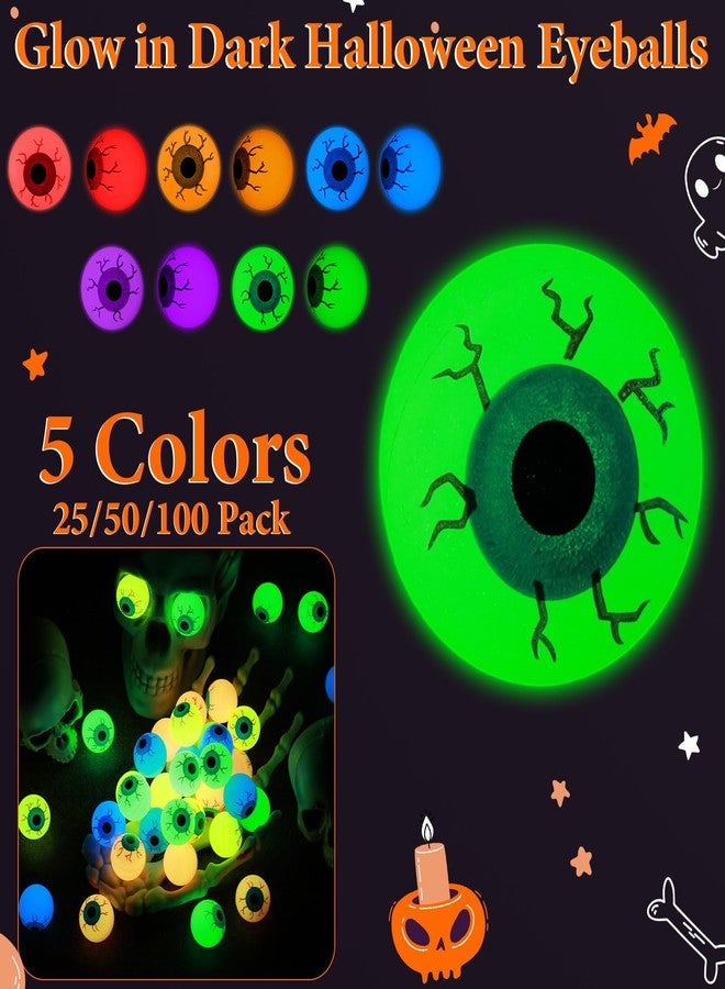Simgoing 50 Pcs Glow in Dark Halloween Eyeballs Figures Plastic Fake Scary Eyeballs Figurines to Hide and Seek Luminous Statue for Halloween Goodie Bag Fillers Horror Prop Trick or Treat Party Decor - Image 2