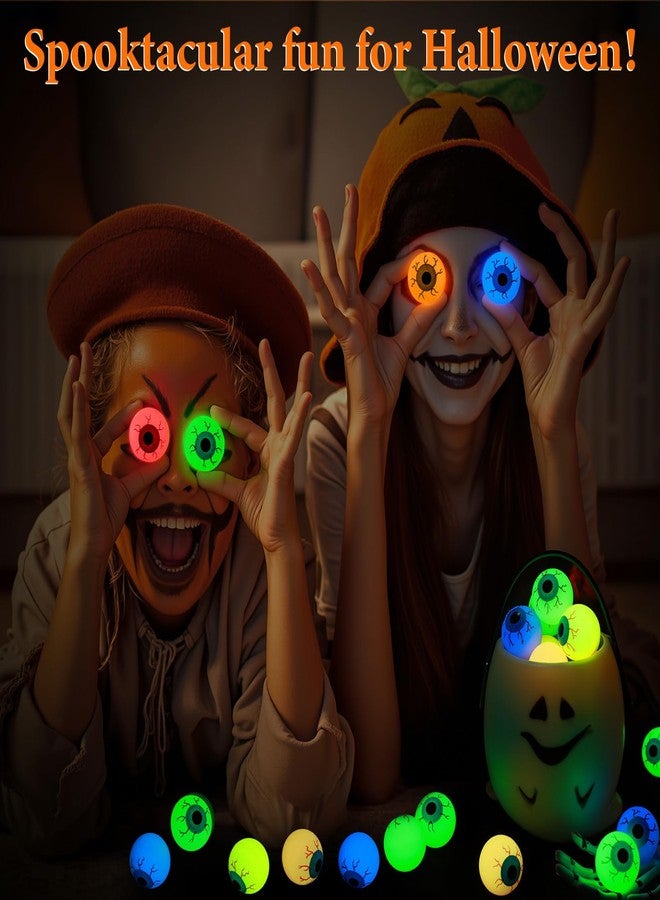 Simgoing 50 Pcs Glow in Dark Halloween Eyeballs Figures Plastic Fake Scary Eyeballs Figurines to Hide and Seek Luminous Statue for Halloween Goodie Bag Fillers Horror Prop Trick or Treat Party Decor - Image 4