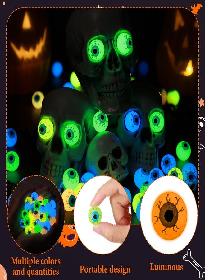 Simgoing 50 Pcs Glow in Dark Halloween Eyeballs Figures Plastic Fake Scary Eyeballs Figurines to Hide and Seek Luminous Statue for Halloween Goodie Bag Fillers Horror Prop Trick or Treat Party Decor - Image 3