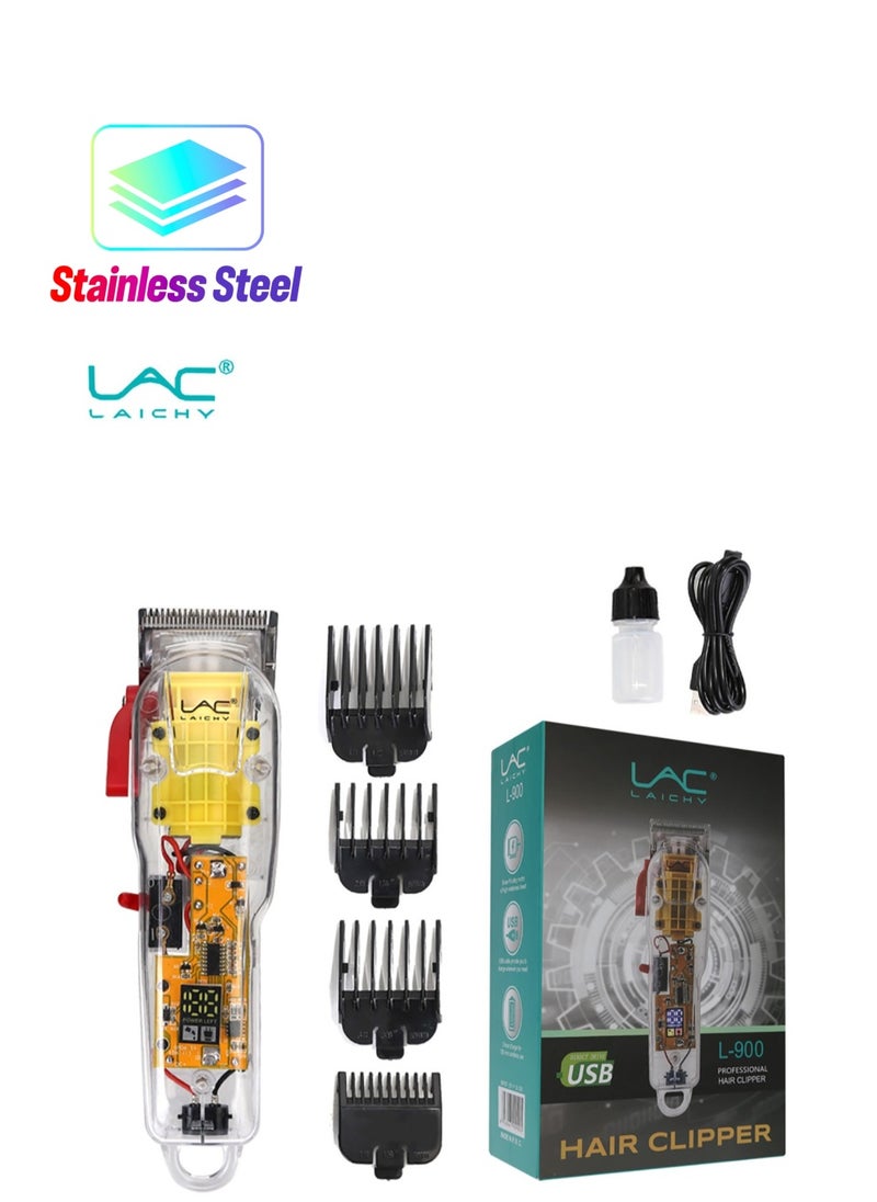 LAC LAICHY Hair Trimmer for Men,5 in 1 Mens Beard Grooming Kit,Transparent shell, LED displays battery level，Electric Nose Hair Trimmer for Beard, Head, Face and Body, Cordless Hair Clipper Low Noise Design USB Rechargeable  - Image 1