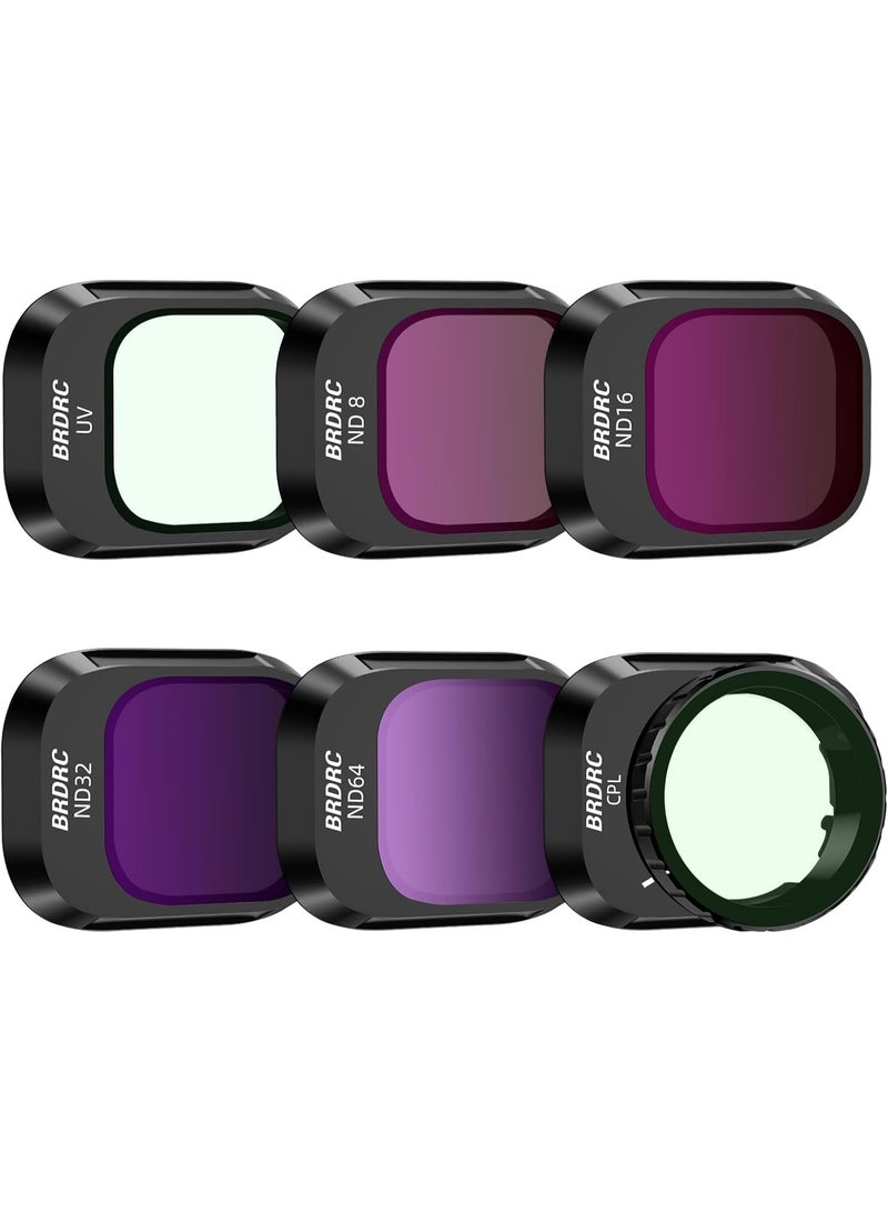 BRDRC مجموعة فلاتر ‎ND‎ من ‎BRDRC‎ لطائرة ‎DJI Mini 4 Pro‎ – 6 قطع (UV، CPL، ND8، ND16، ND32، ND64)، طلاء نانو فائق الوضوح، مقاومة للماء والخدوش، ملحقات كاميرا الطائرة - Image 1