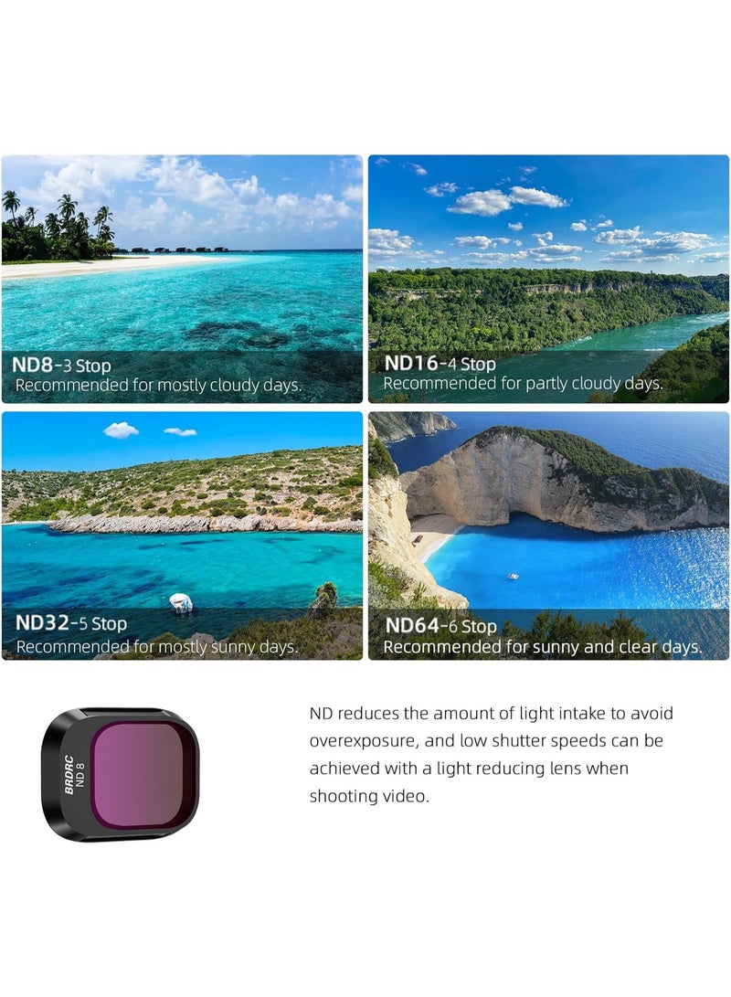 BRDRC مجموعة فلاتر ‎ND‎ من ‎BRDRC‎ لطائرة ‎DJI Mini 4 Pro‎ – 6 قطع (UV، CPL، ND8، ND16، ND32، ND64)، طلاء نانو فائق الوضوح، مقاومة للماء والخدوش، ملحقات كاميرا الطائرة - Image 4