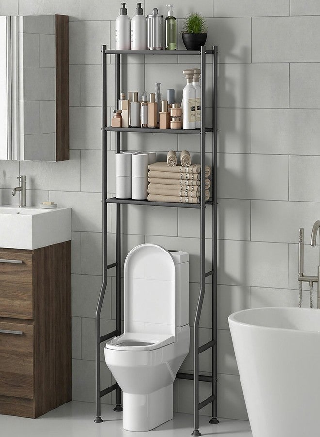 Livilord 3-Tier Over The Toilet Storage Rack, Space Saver Metal Bathroom Shelves, Freestanding Over Toilet Bathroom Organizer for Bathroom/Living Room, Black - Image 1