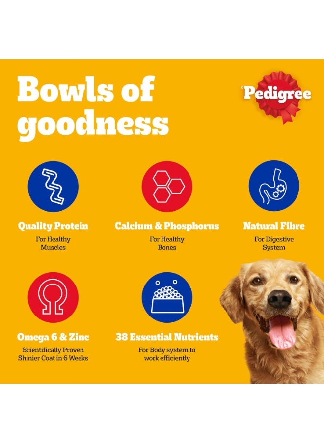 بيديجري طعام جاف للكلاب البالغة من بيدجري بنكهة لحم البقر والخضروات، 3 كجم، تغذية كاملة لعضلات قوية ونظام مناعي صحي وفراء لامع - Image 3