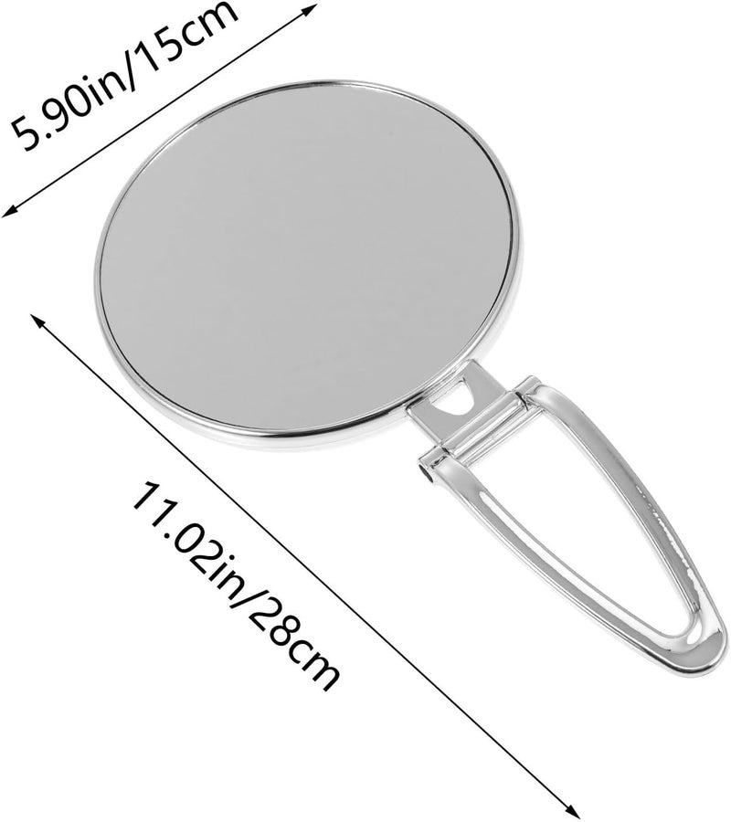Magnifying Makeup Mirror 3X Double-Sided Folding Handheld Cosmetic Mirror Silver Portable Travel Compact for Women - Image 2