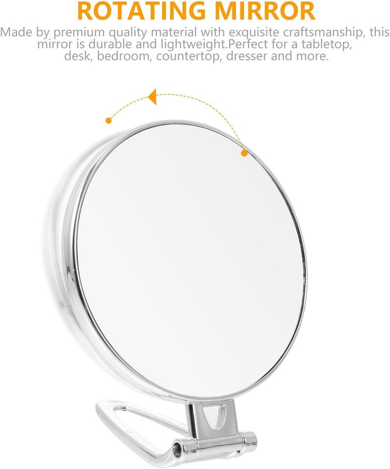 Magnifying Makeup Mirror 3X Double-Sided Folding Handheld Cosmetic Mirror Silver Portable Travel Compact for Women - Image 3