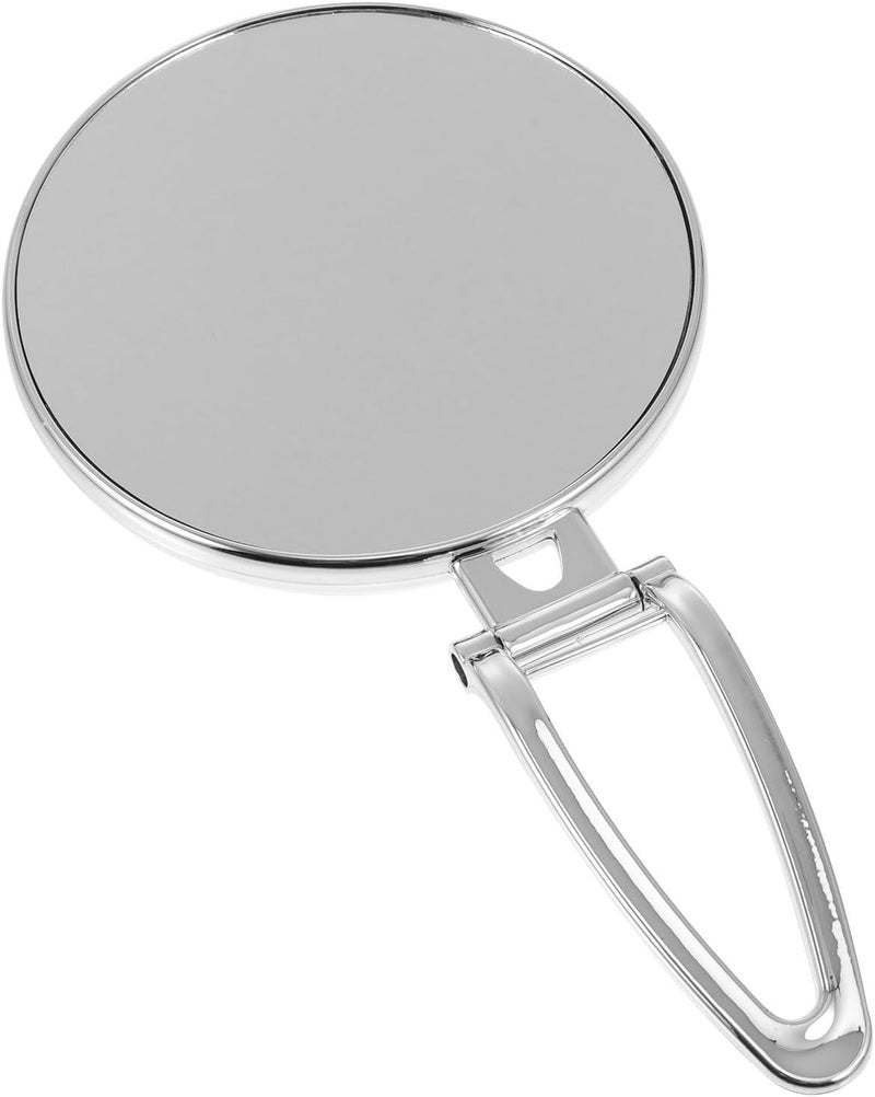 Magnifying Makeup Mirror 3X Double-Sided Folding Handheld Cosmetic Mirror Silver Portable Travel Compact for Women - Image 1