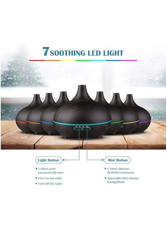 Doma Essential Oil Diffuser 550ml, Ultrasonic Aroma Humidifier with 7 Color LED, Remote Control and Auto Shut Off Function when Water Runs Out