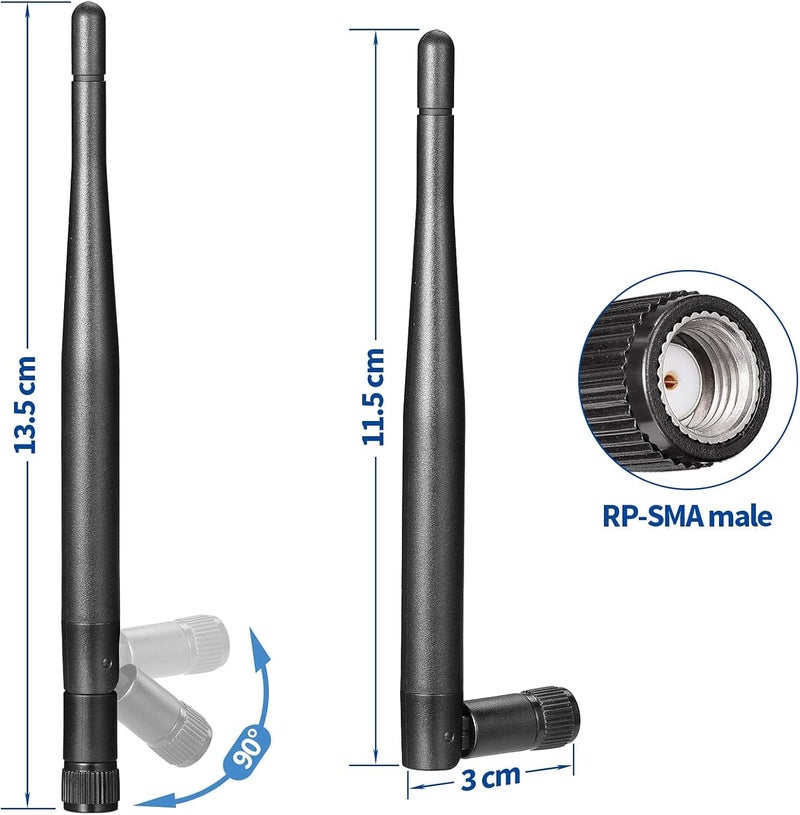 BINGFU Dual Band WiFi Antenna 2.4GHz 5GHz 5.8GHz 3dBi RP-SMA Male Antenna Replacement (2-Pack) for WiFi Router Wireless Network Card USB Adapter Security IP Camera Video Surveillance Monitor - Image 1