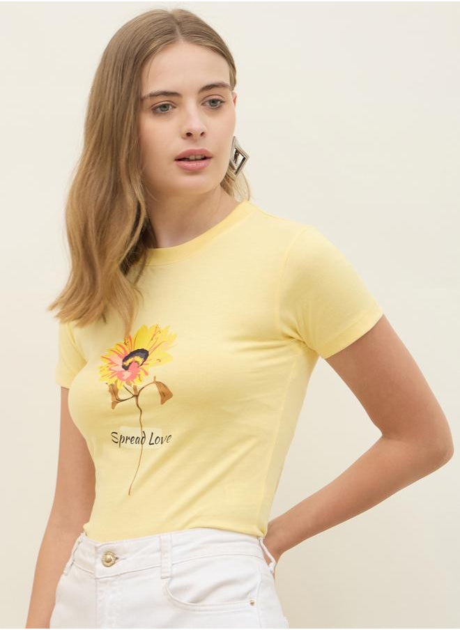 Styli Graphic Print Short Sleeve Fitted T-Shirt  - Image 3