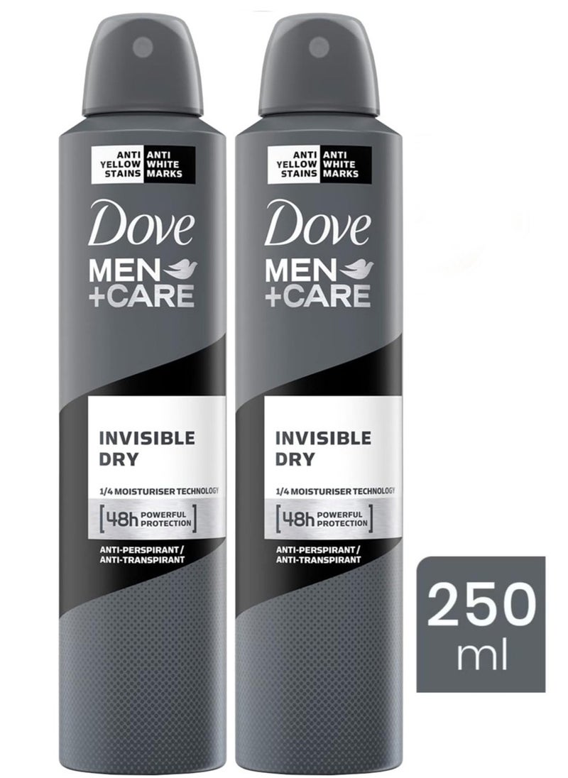 Dove Pack Of 2 Dove Deodorant Spray Men Care Invisible 250 ml  - Image 1