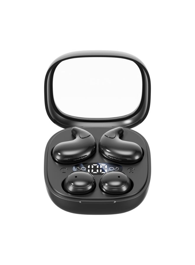 caijin Two pairs of mini invisible wireless Bluetooth earbuds, suitable for small ears, bone conduction comfortable in-ear headphones, mini in-ear sleep headphones designed for side sleepers, ultra-light and comfortable, with LED display, long battery life, compatible with Android and iOS systems, black - Image 1