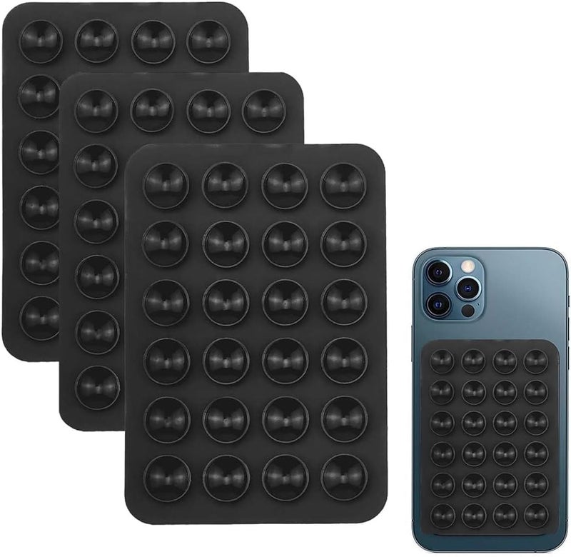 CERLINK 3Pcs Black Suction Phone Case Sticker Grip Silicone Holder Mount for Hands-Free Mobile Accessory Holder Grip, Video Phone Accessory Compatible Mirror, Shower - Image 1