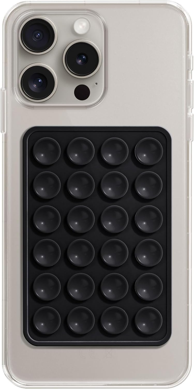 CERLINK 3Pcs Black Suction Phone Case Sticker Grip Silicone Holder Mount for Hands-Free Mobile Accessory Holder Grip, Video Phone Accessory Compatible Mirror, Shower - Image 2
