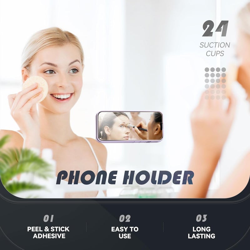 CERLINK 3Pcs Black Suction Phone Case Sticker Grip Silicone Holder Mount for Hands-Free Mobile Accessory Holder Grip, Video Phone Accessory Compatible Mirror, Shower - Image 4