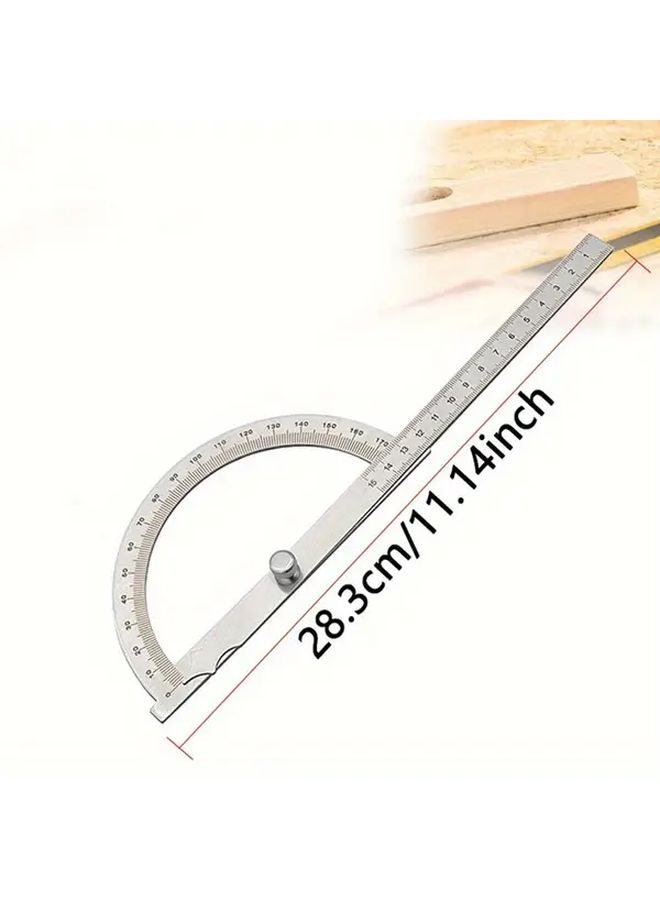 منقلة صناعية ثقيلة من الفضة المعدنية بزاوية 180 درجة مع مقياس مزدوج للقياس بالسنتيمتر والبوصة - Image 4