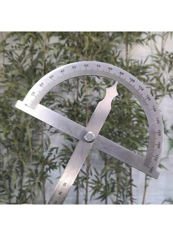 منقلة صناعية ثقيلة من الفضة المعدنية بزاوية 180 درجة مع مقياس مزدوج للقياس بالسنتيمتر والبوصة - Image 3