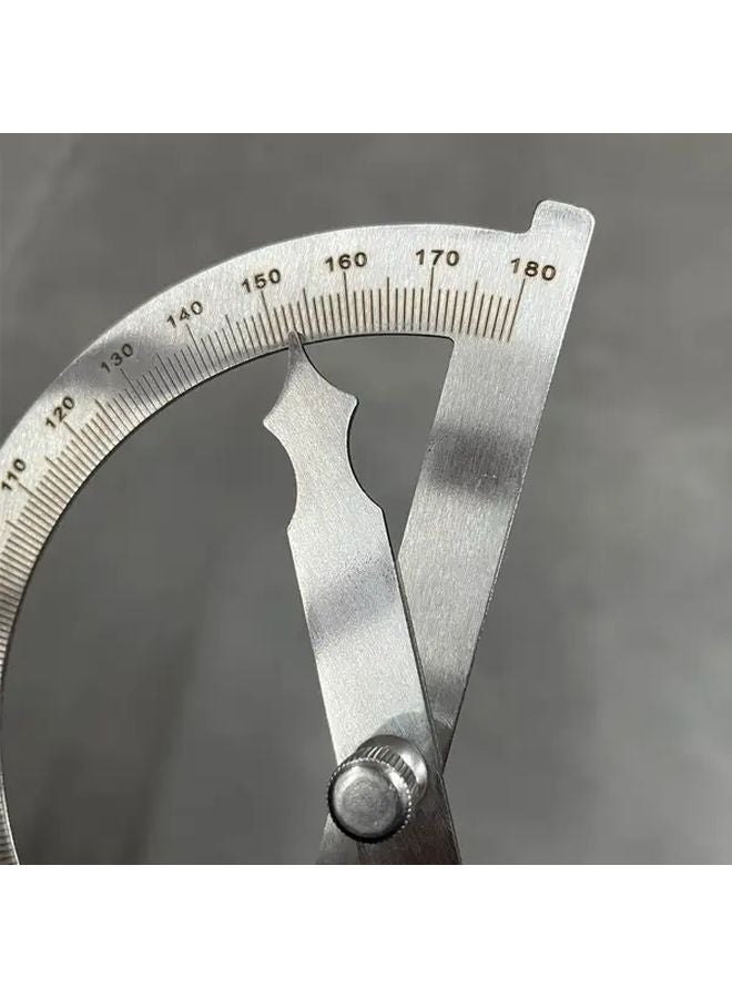 منقلة صناعية ثقيلة من الفضة المعدنية بزاوية 180 درجة مع مقياس مزدوج للقياس بالسنتيمتر والبوصة - Image 5