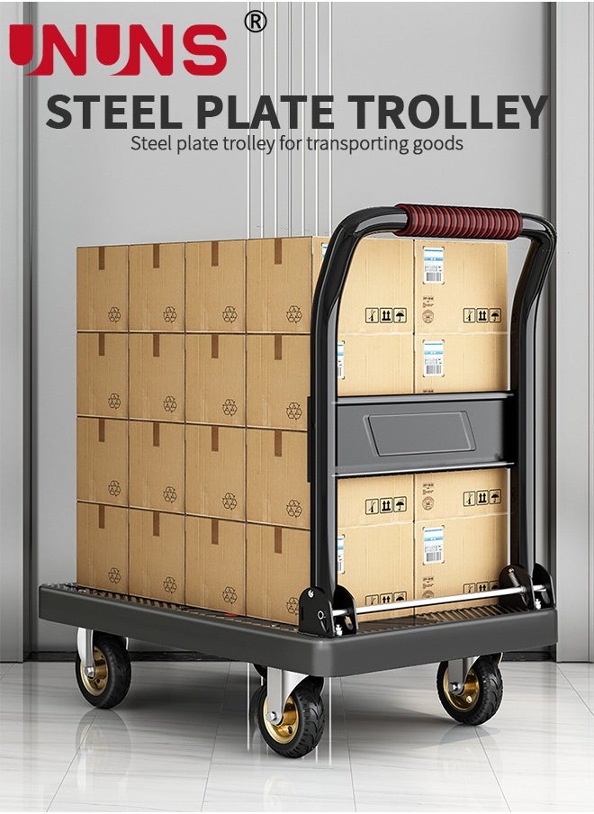 UNUNS - Dolly Cart,Platfcrm Truck Push Cart With 440 Lbs Capecty,Silent Wheels,One-Handed Folding,Large Flat Hand Truck Trolley For Moving Shopping Storage,40X60CM - Image 1