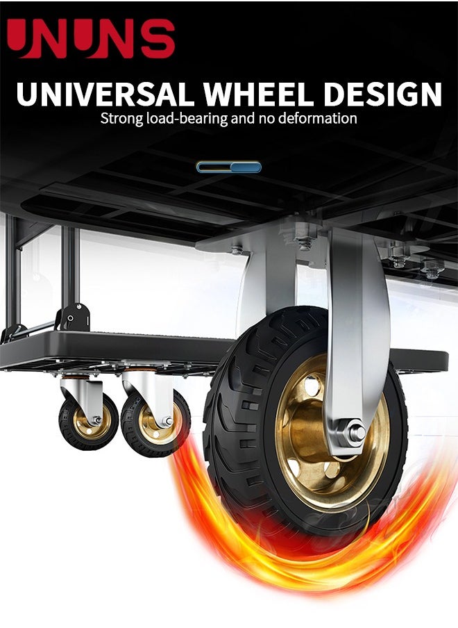 UNUNS - Dolly Cart,Platfcrm Truck Push Cart With 440 Lbs Capecty,Silent Wheels,One-Handed Folding,Large Flat Hand Truck Trolley For Moving Shopping Storage,40X60CM - Image 1